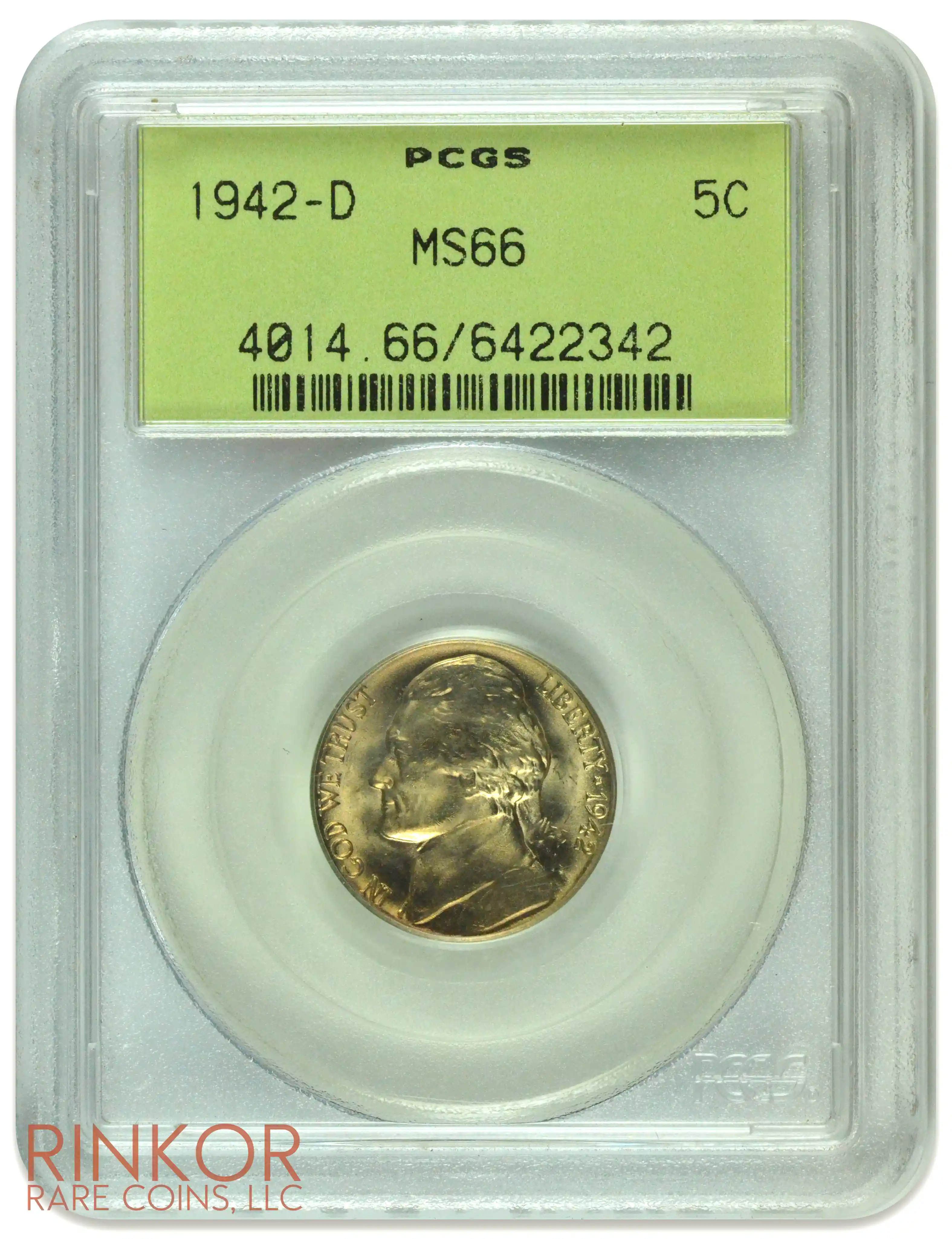 1942-D Jefferson Nickel PCGS MS 66