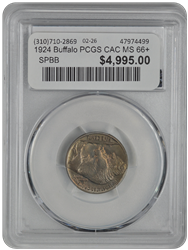 1924 Buffalo PCGS CAC MS 66+ 