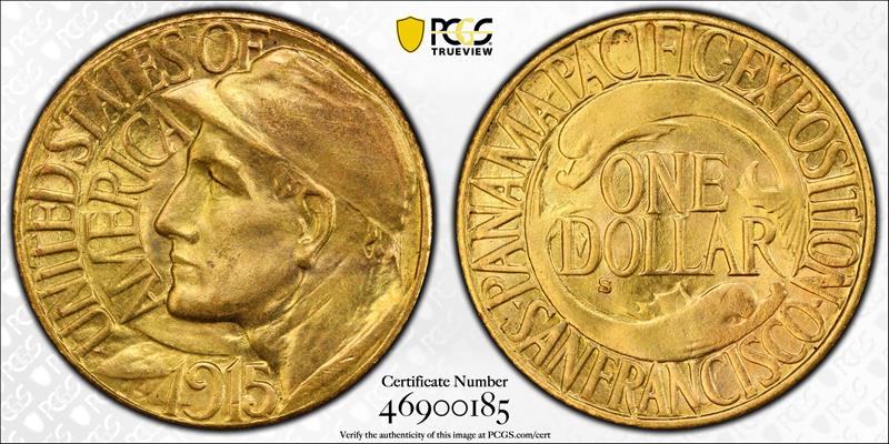 1915-S Panama-Pacific G$1 PCGS MS 66 CAC