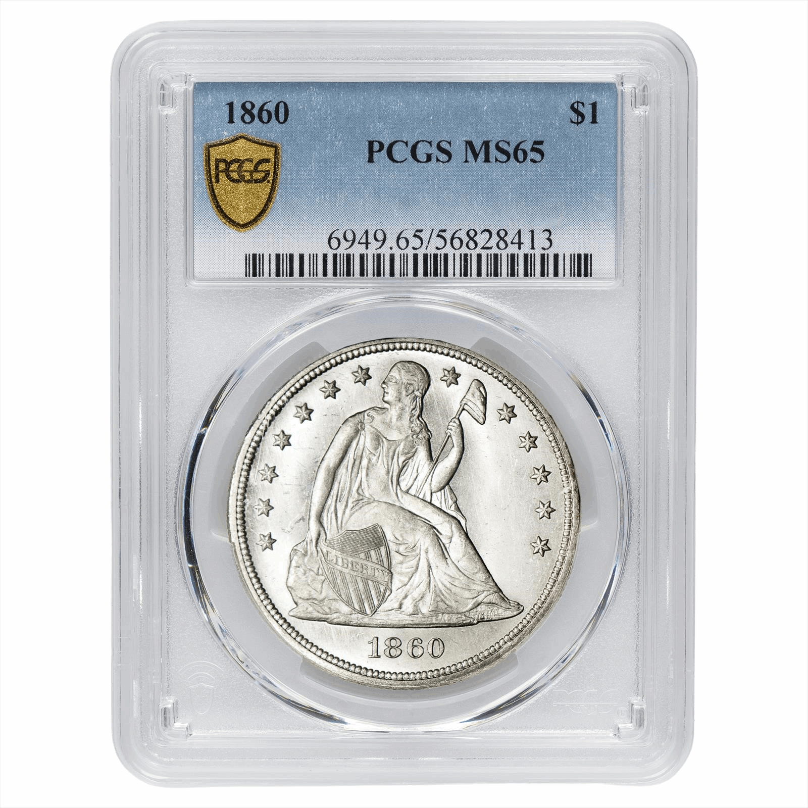 1860 Seated Liberty Dollar $1, PCGS MS 65 - Rare in High Grades