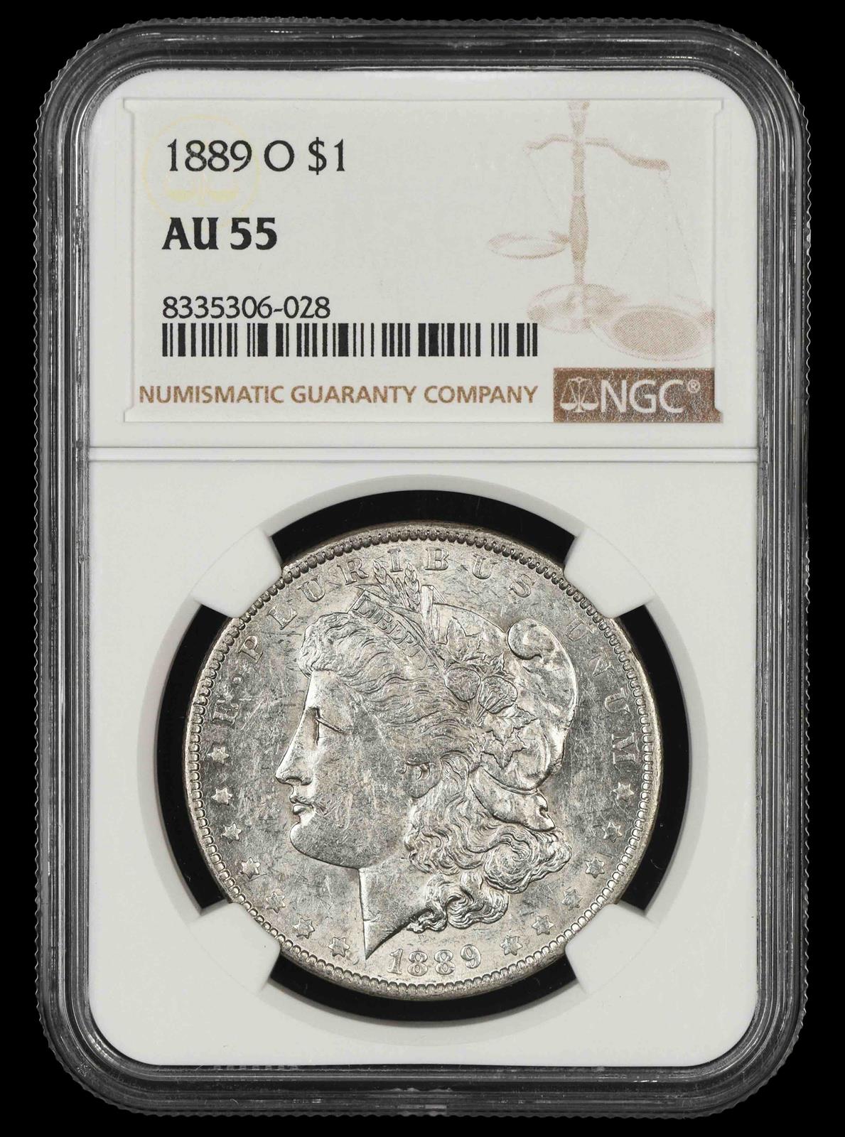 1889 O $1 NGC AU-55
