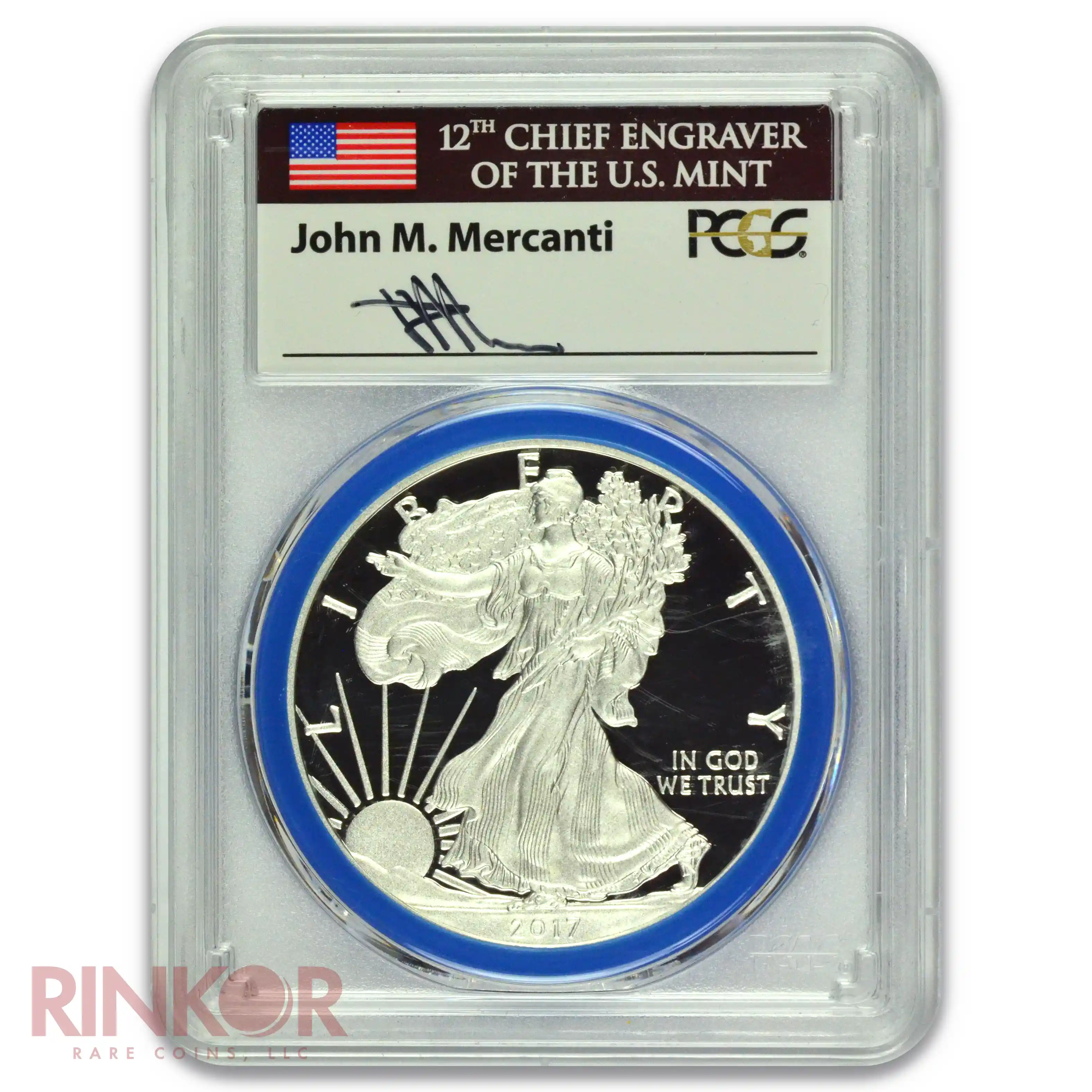 2017-W Mint Engraver Series 1oz Silver American Eagle Mercanti Sig PCGS PR 70