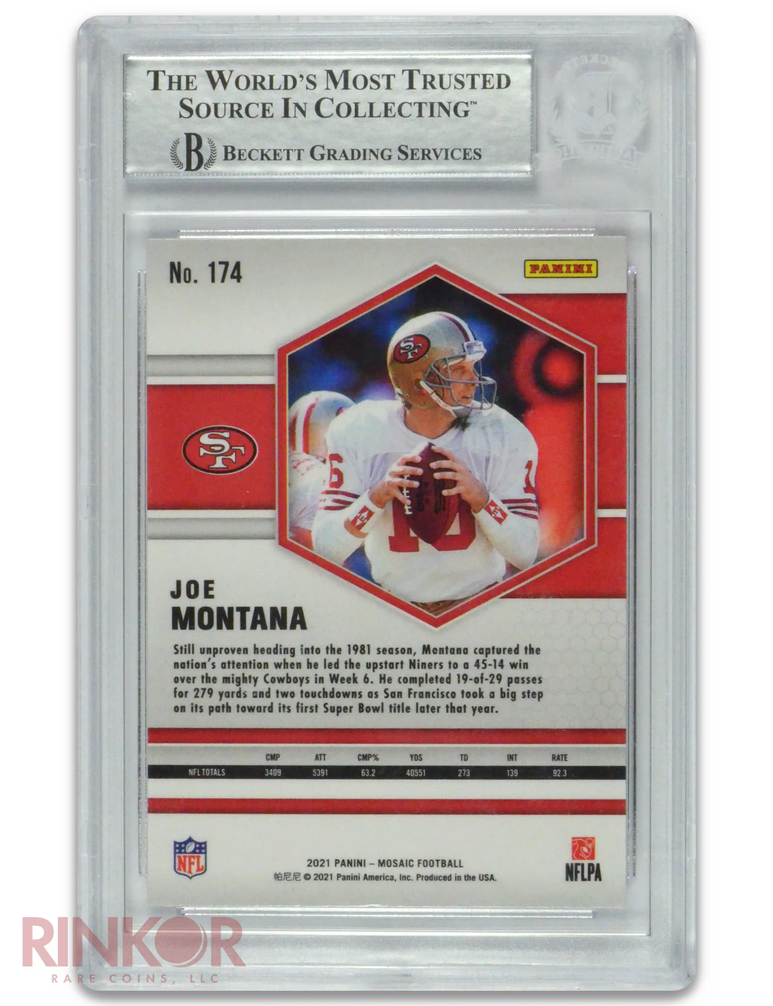 2021 Panini Mosaic Auto Joe Montana #174 BGS AUTHENTIC