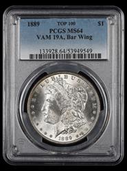 1889 $1 VAM 19A Bar Wing PCGS MS 64