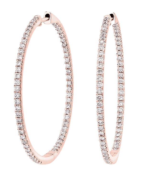 1.57cttw Diamond Large Inside Out Hoops in 14k Rose Gold 1.5 