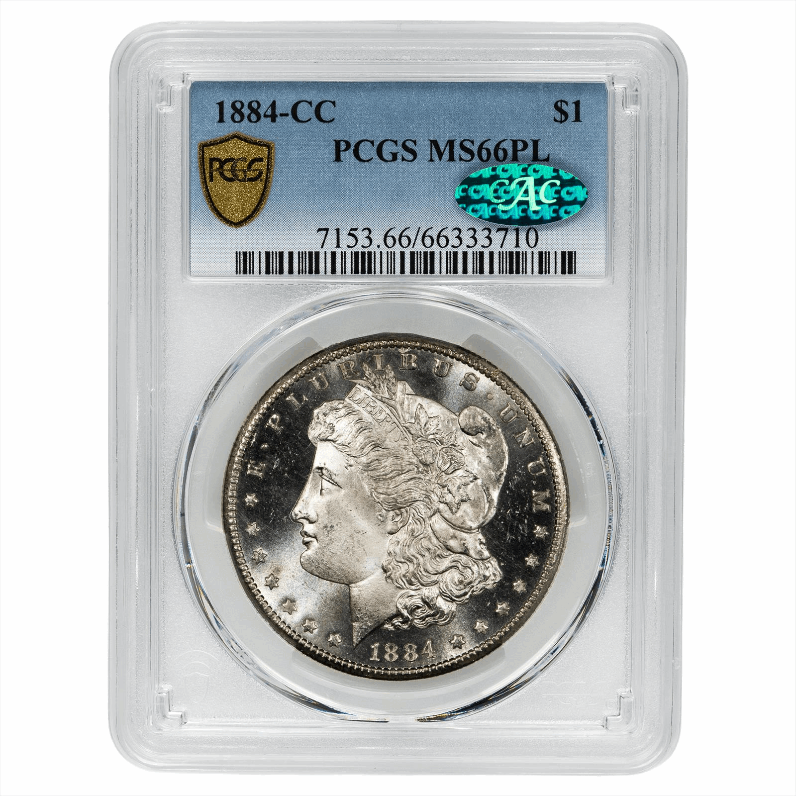 1884-CC Morgan Dollar $1 PCGS  MS 66 PL CAC