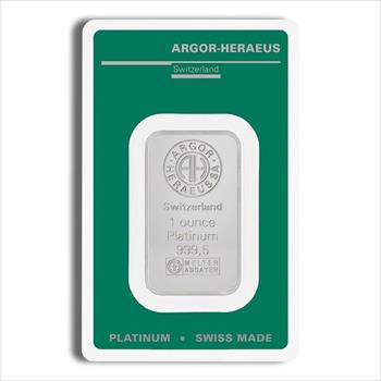 1 oz Platinum Bar - Argor-Heraeus (Carded) 