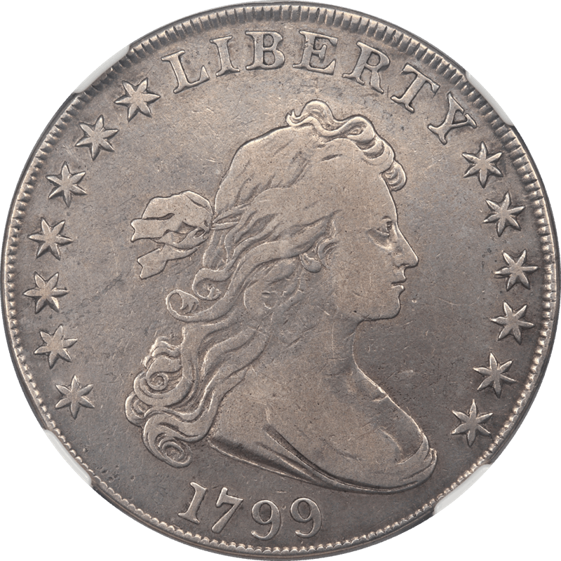 1799 Draped Bust Dollar $1 NGC F 12 - Nice Original Coin