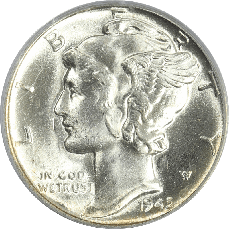 1945 Mercury Dime, 10c PCGS MS 66  - Nice White Coin