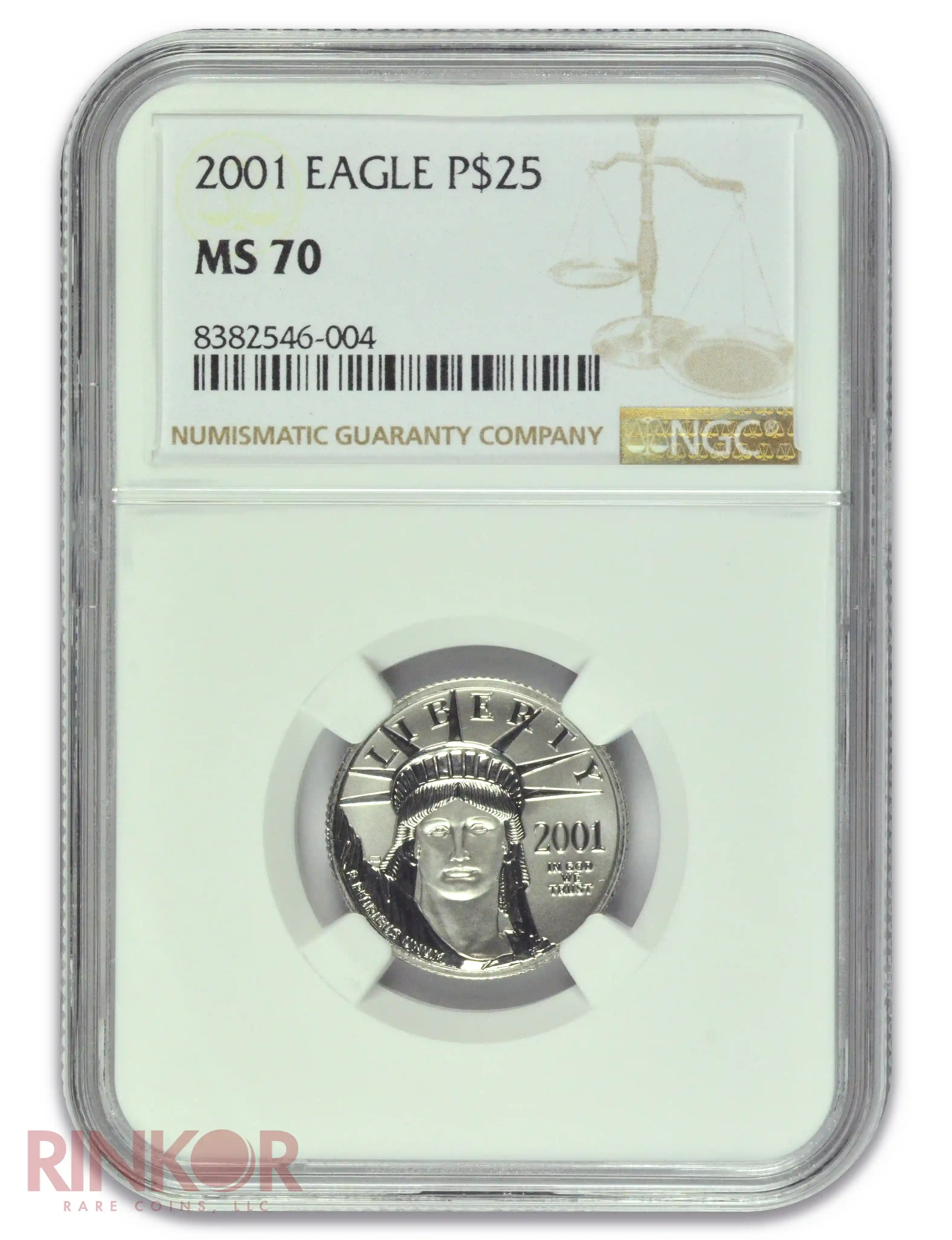2001 Platinum Eagle 1/4oz P$25 NGC MS 70 