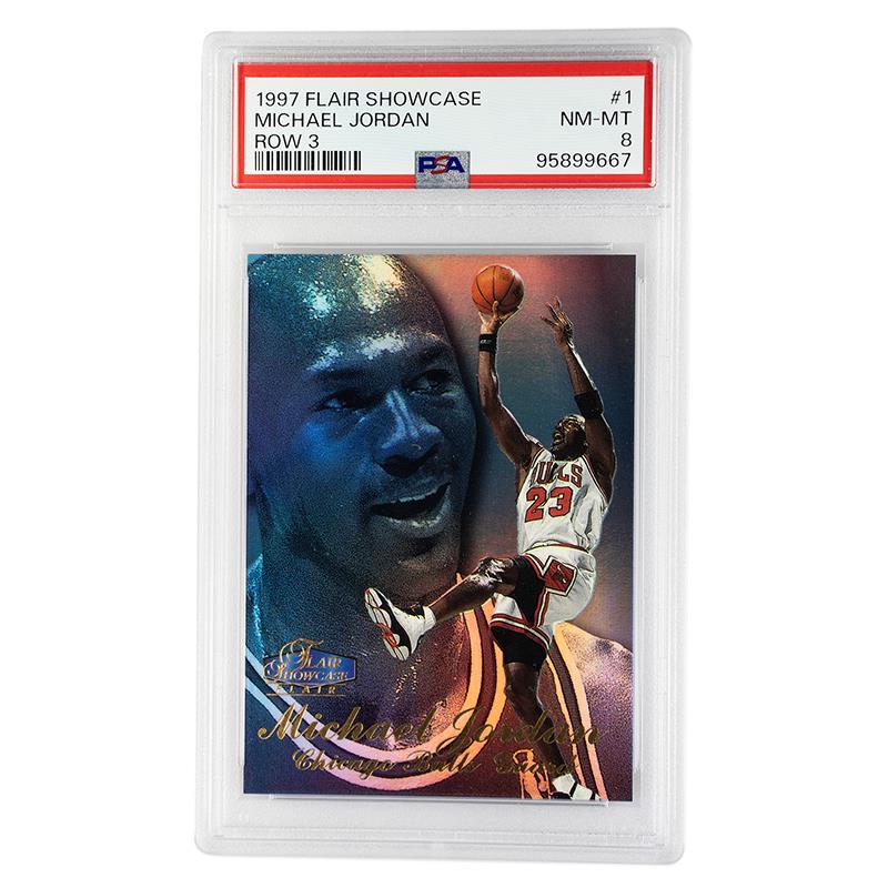 1997 Flair Showcase Michael Jordan Row 3 #1 PSA NM-MT 8 Cert #95899667