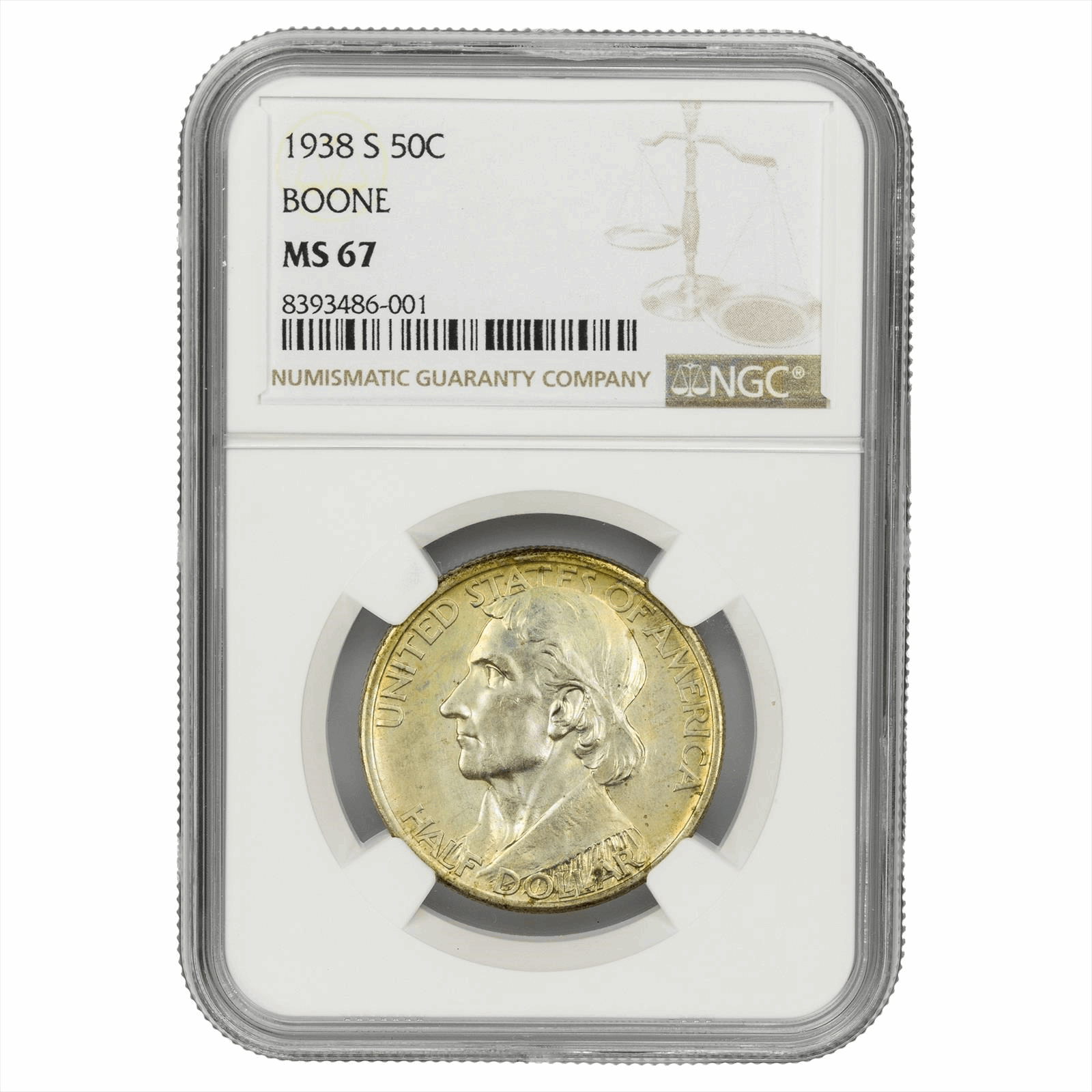 1938-S Boone Commemorative Half Dollar 50C NGC MS 67