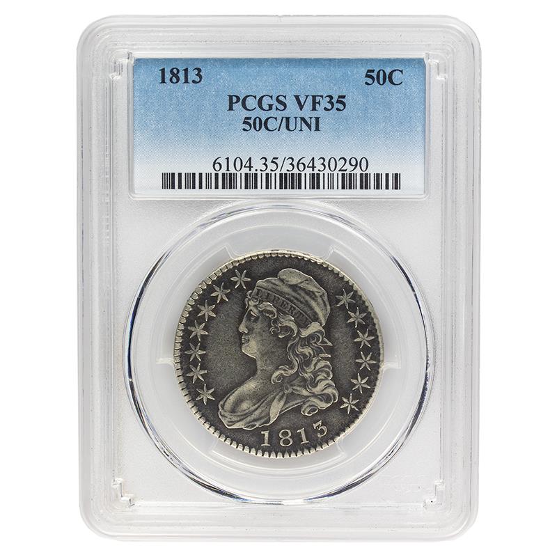 1813  50C/UNI Capped Bust Half Dollar, 50C PCGS VF35