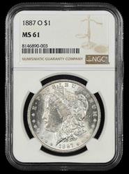 1887 O $1 NGC MS 61