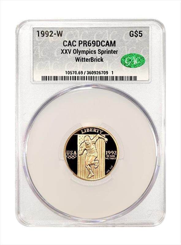 1992-W Olympic Sprinter $5 CACG PR 69 DCAM WitterBrick