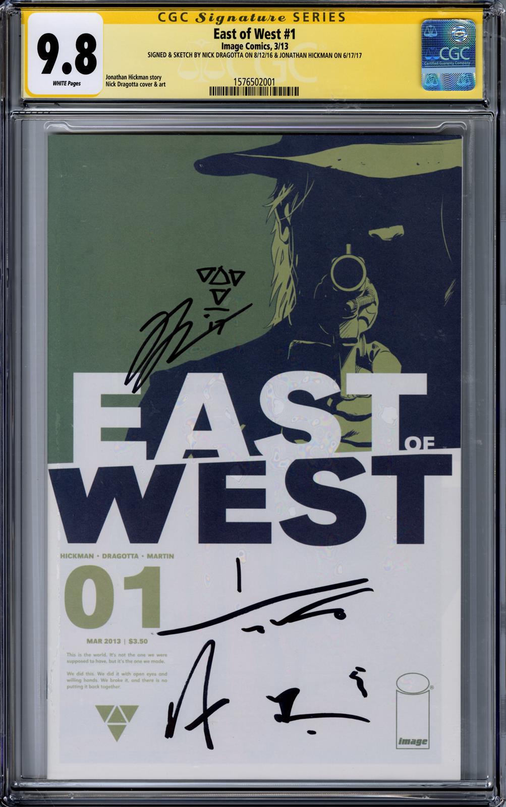 East of West #1 CGC Signature Series 9.8(Image, 2013) Signed by Nic Dragotta & Jonathan Hickman 