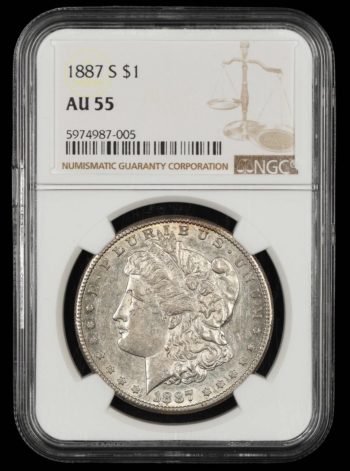 1887 S $1 NGC AU-55