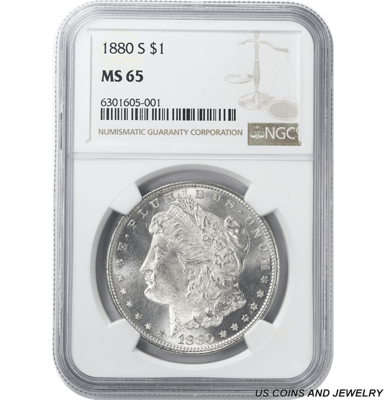 1880-S Morgan Silver Dollar, NGC MS 65 - Nice White Coin