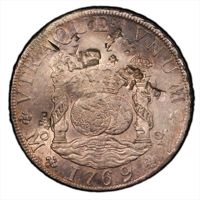 1769-Mo MF Mexico 8 Real Calico-1095 PCGS AU Details Chop Marks 