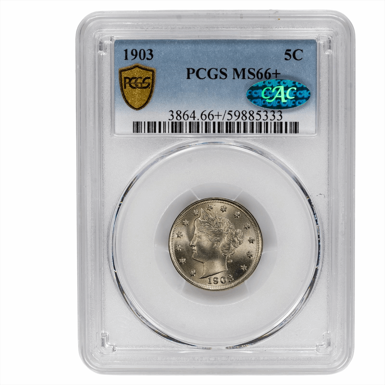 1903 Liberty V Nickel 5C PCGS MS 66+ CAC