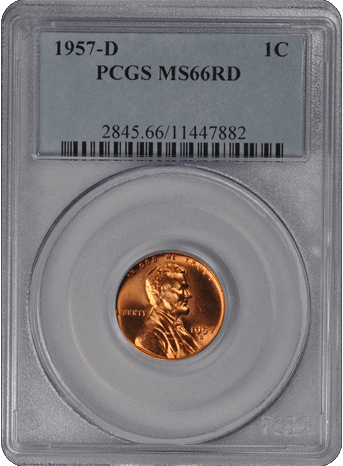 1957-D Lincoln Wheat PCGS MS RD 66