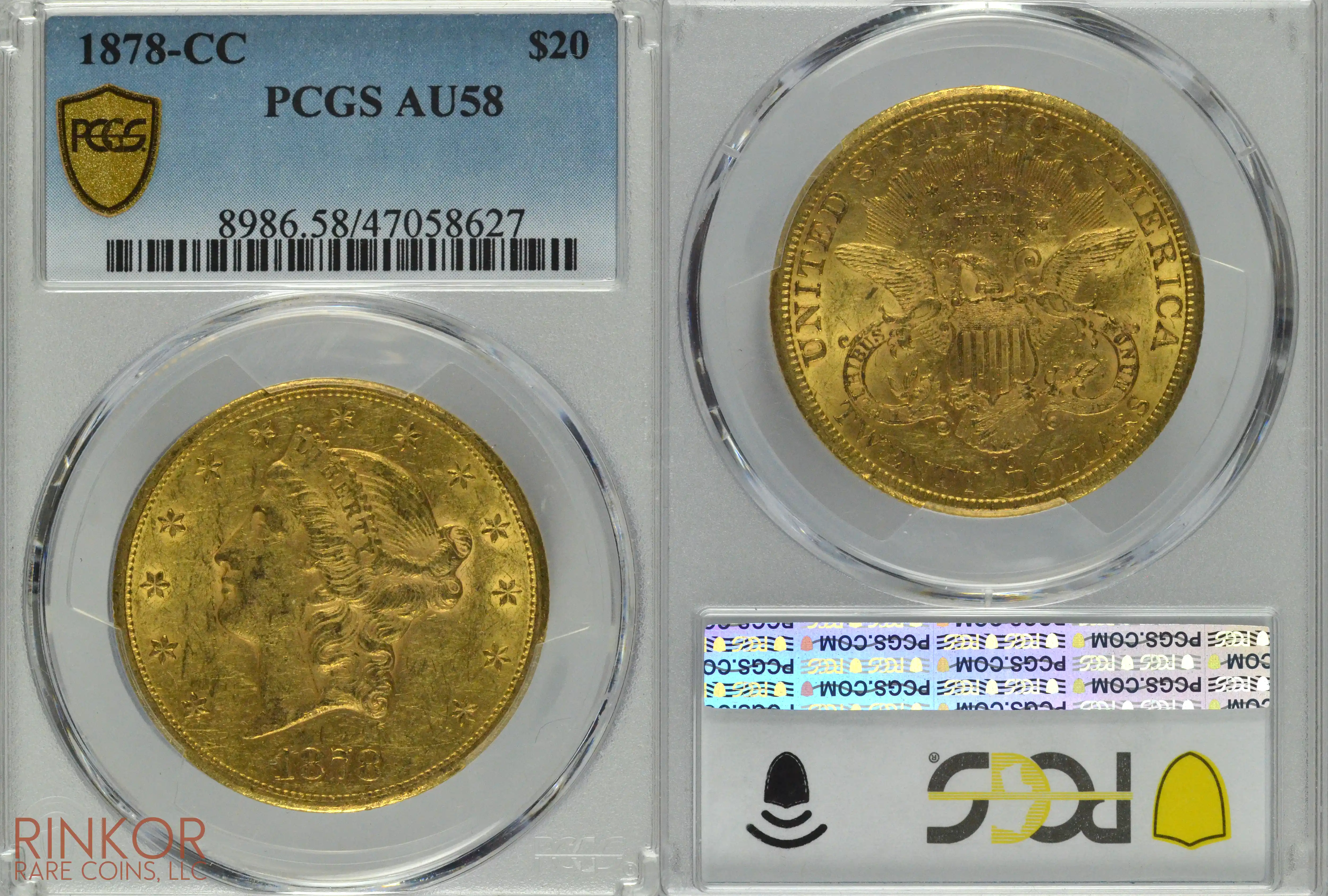 1878-CC Liberty Head $20 PCGS AU-58