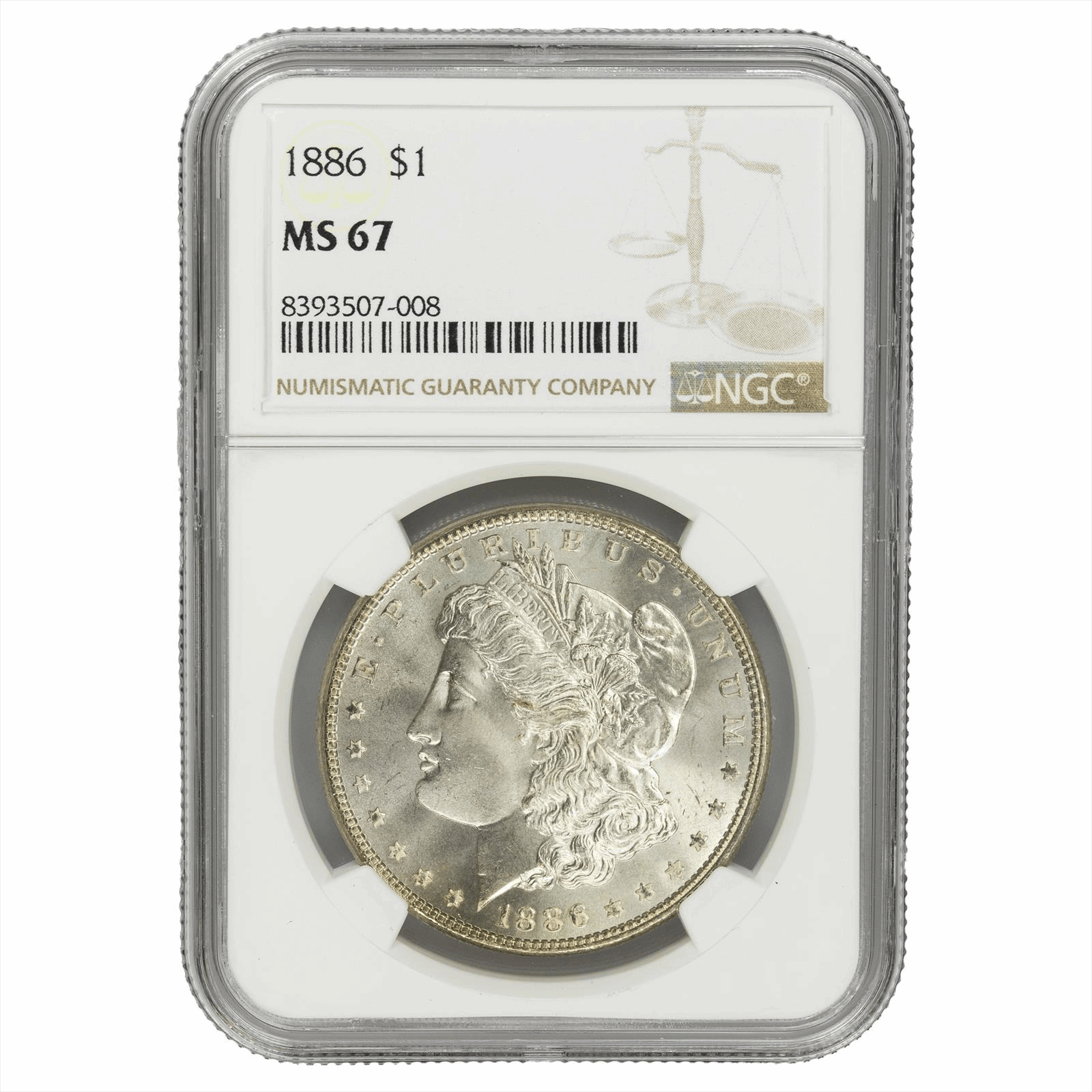 1886 Morgan Silver Dollar $1 NGC MS 67