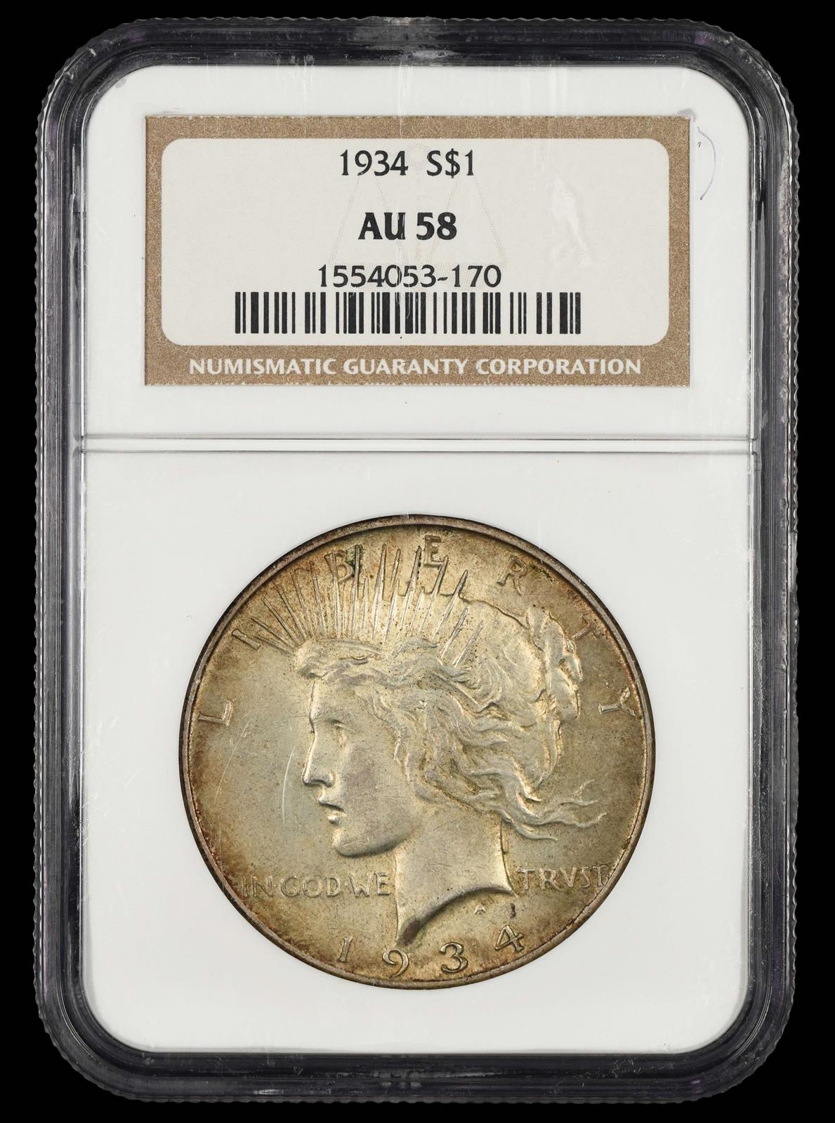 1934 $1 NGC AU-58