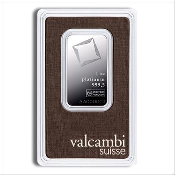 1 oz Platinum Bar - Valcambi (Carded) image 1