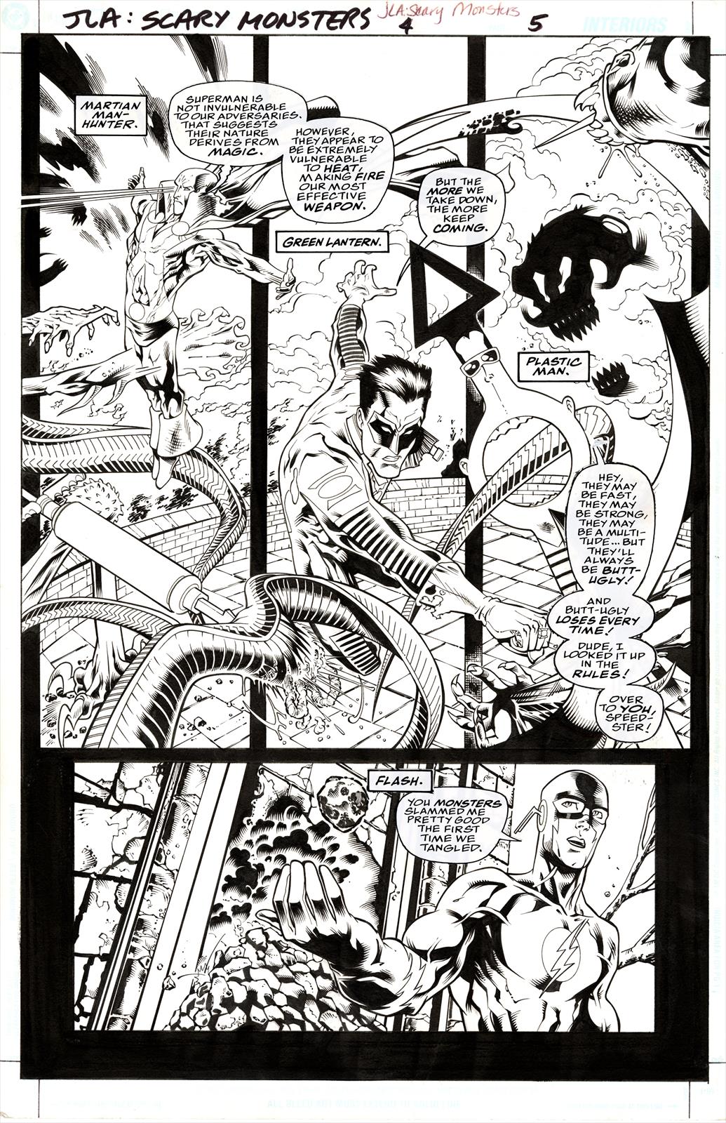 JLA: Scary Monsters #4 Page 5 Artist:  Josh Hood (Penciller) ,  Sean Parsons (Inker) Media Type: Pen and Ink Art Type: Interior Page 