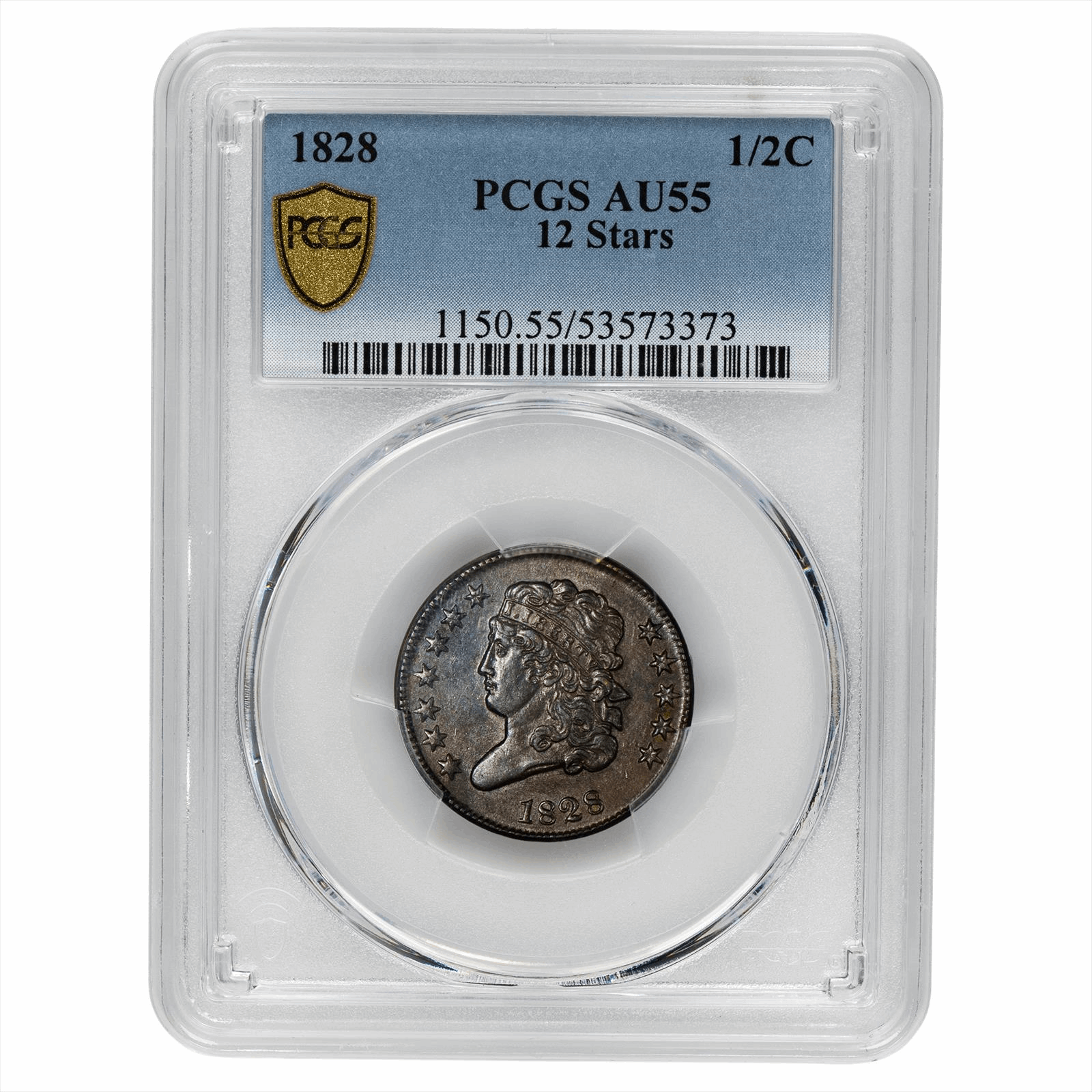 1828  12 Stars Classic Head PCGS AU-55