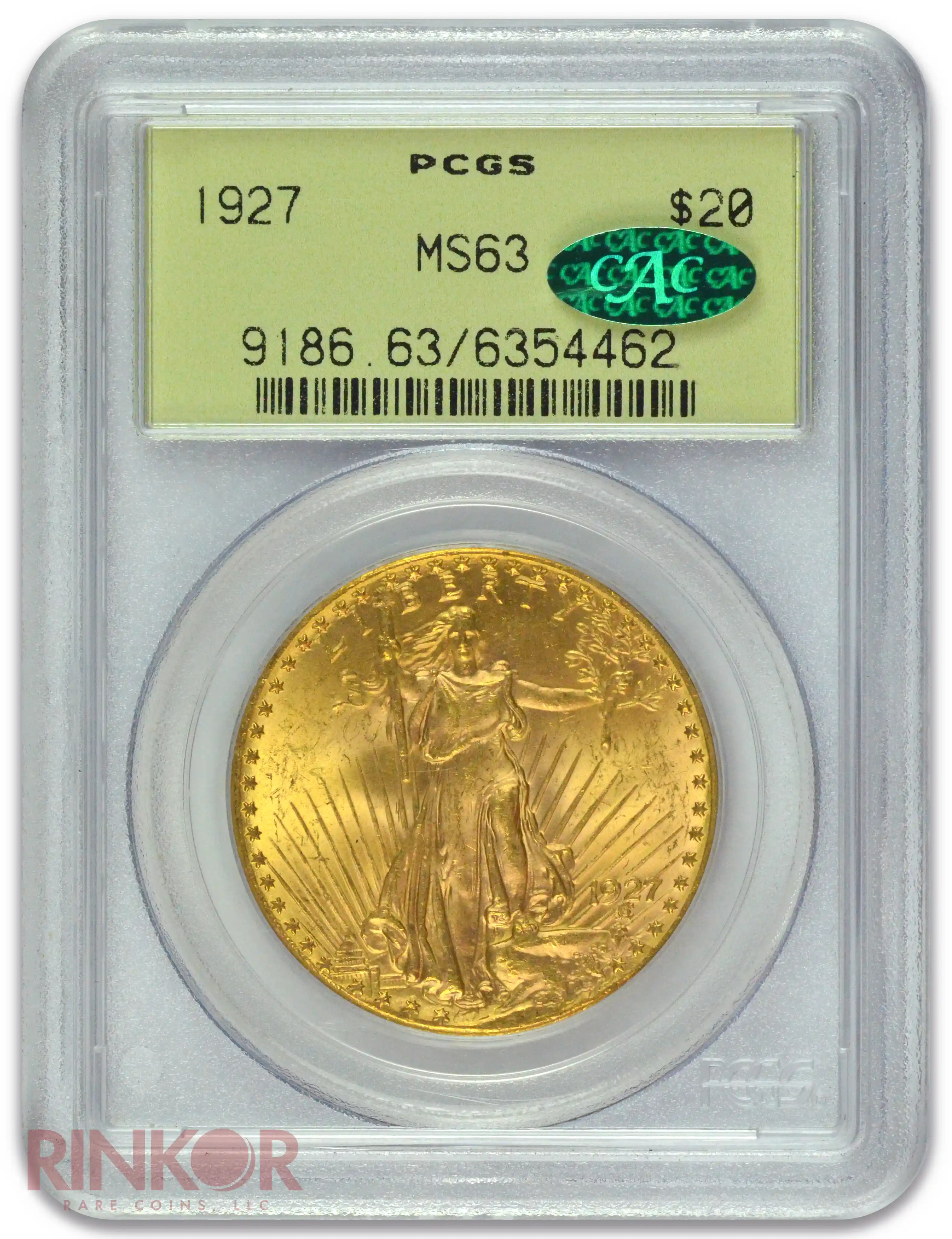 1927 St. Gaudens $20 PCGS MS 63 CAC