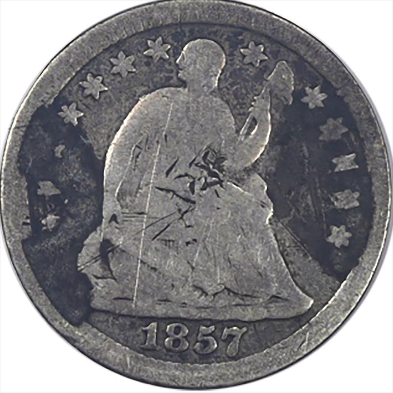 Love Token on 1857 Seated Liberty Half Dime - Initials GGH