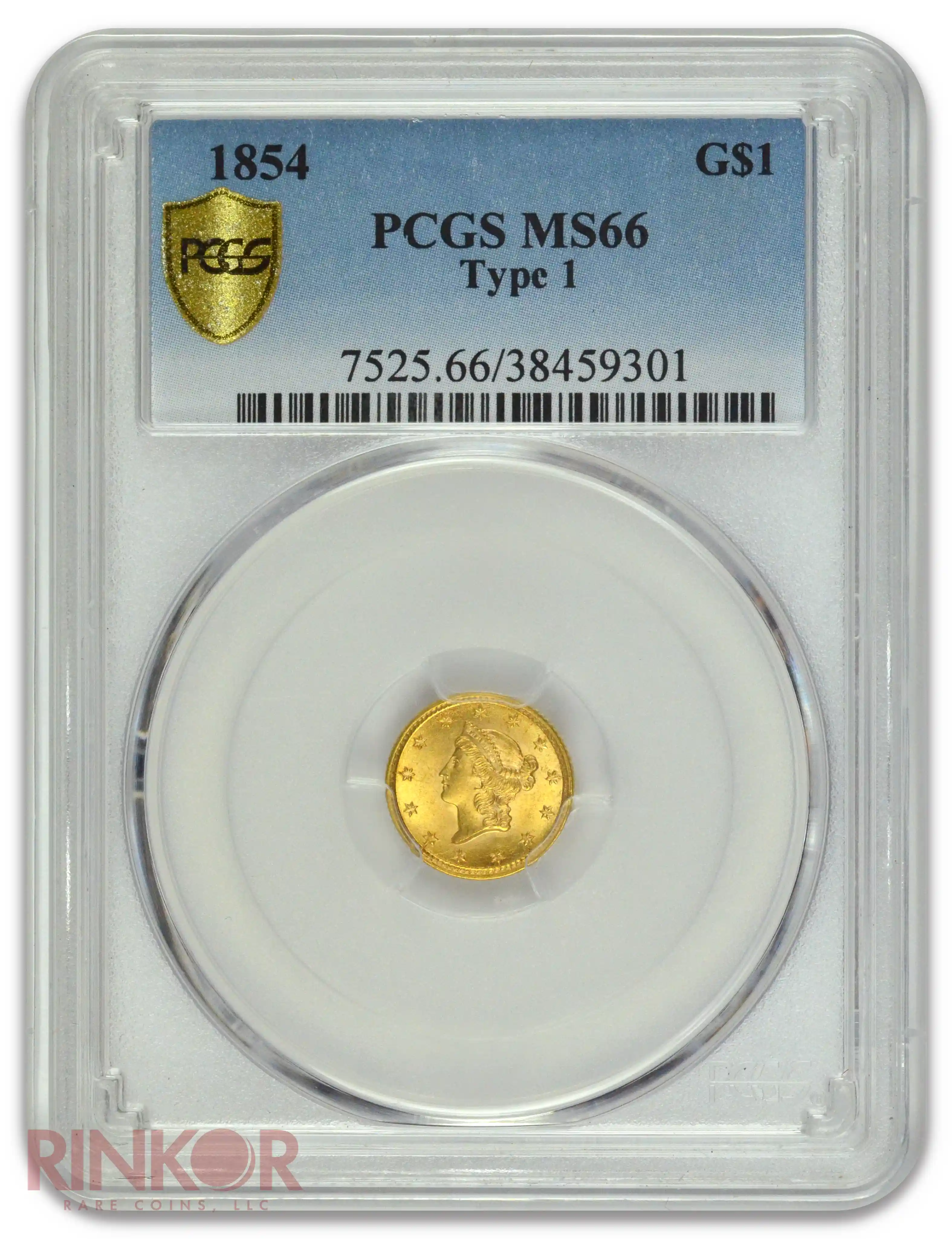 1854 $1 Type 1 Liberty PCGS MS 66