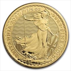 2025 $25 Pound 1/4oz. Great Britian Gold Britannia, BU 