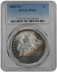 1884-CC $1 Morgan Dollar PCGS  #3608-6 MS63