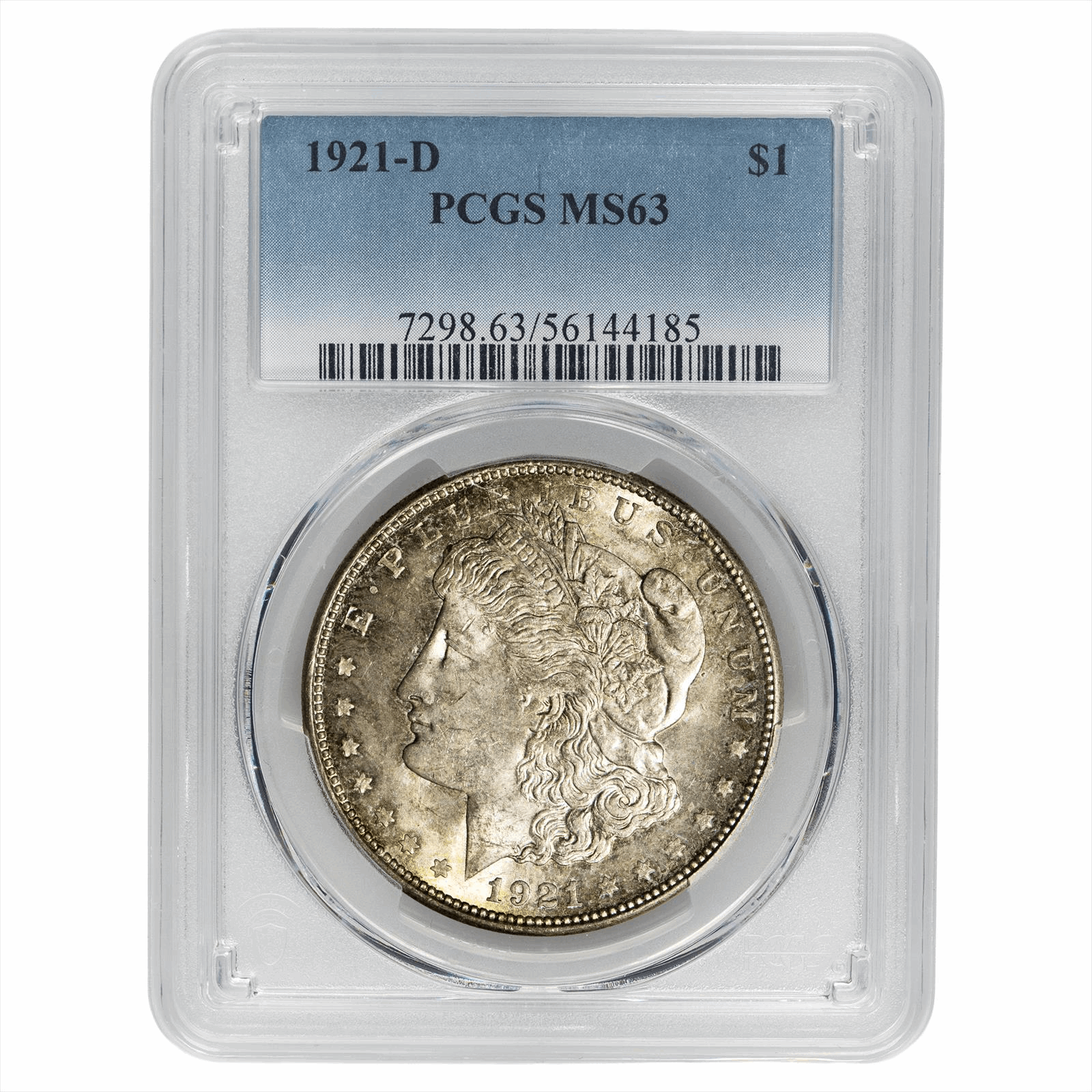 1921-D Morgan Silver Dollar $1 PCGS MS 63