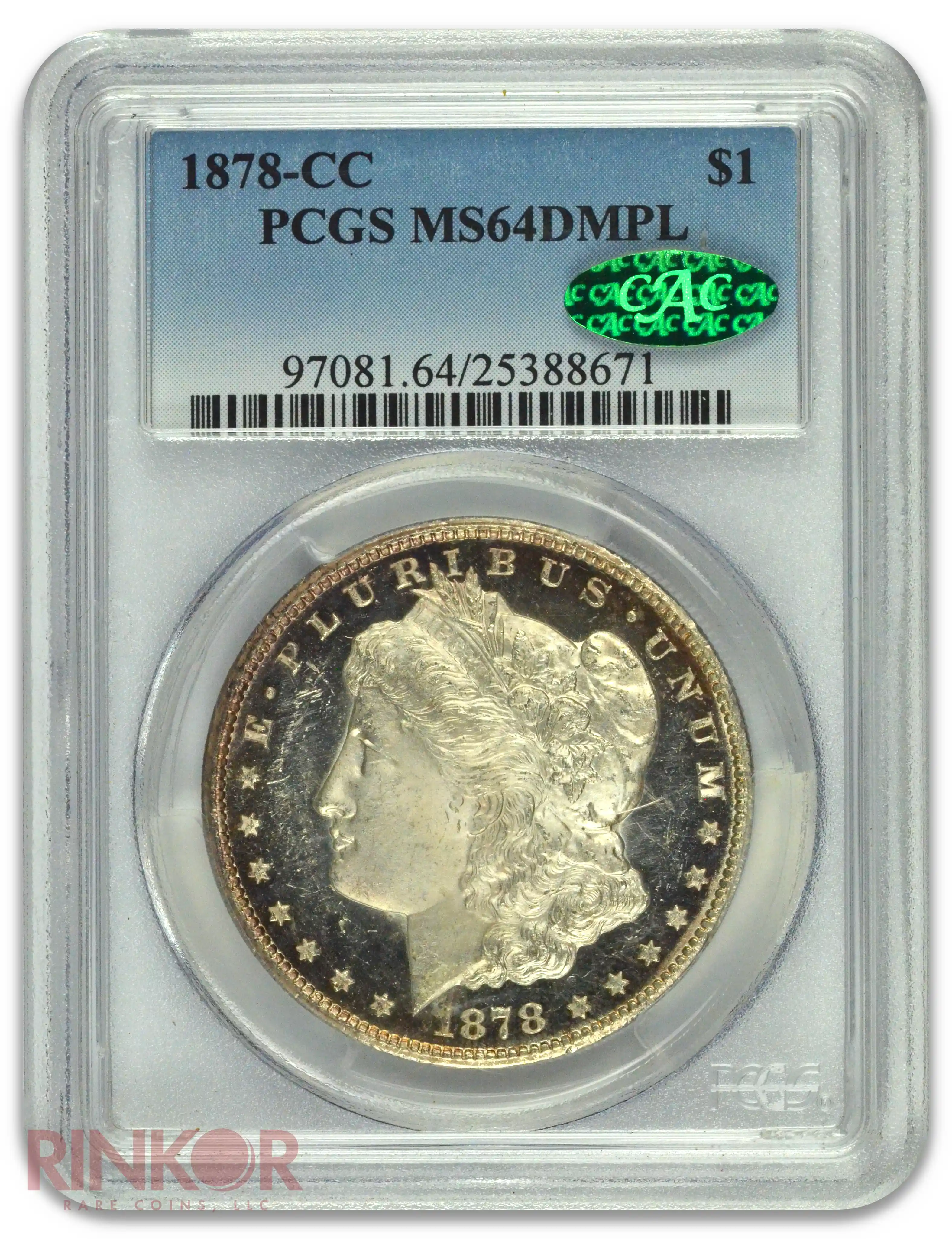 1878-CC $1 Morgan Dollar PCGS MS 64 DMPL CAC