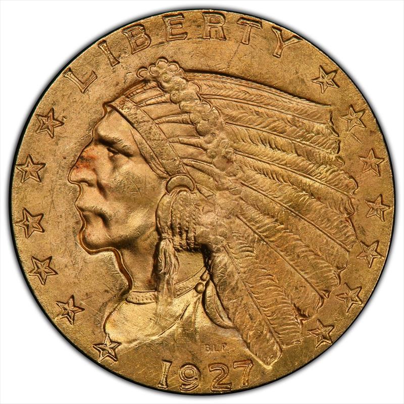 1927 $2.50 PCGS MS 64 CAC