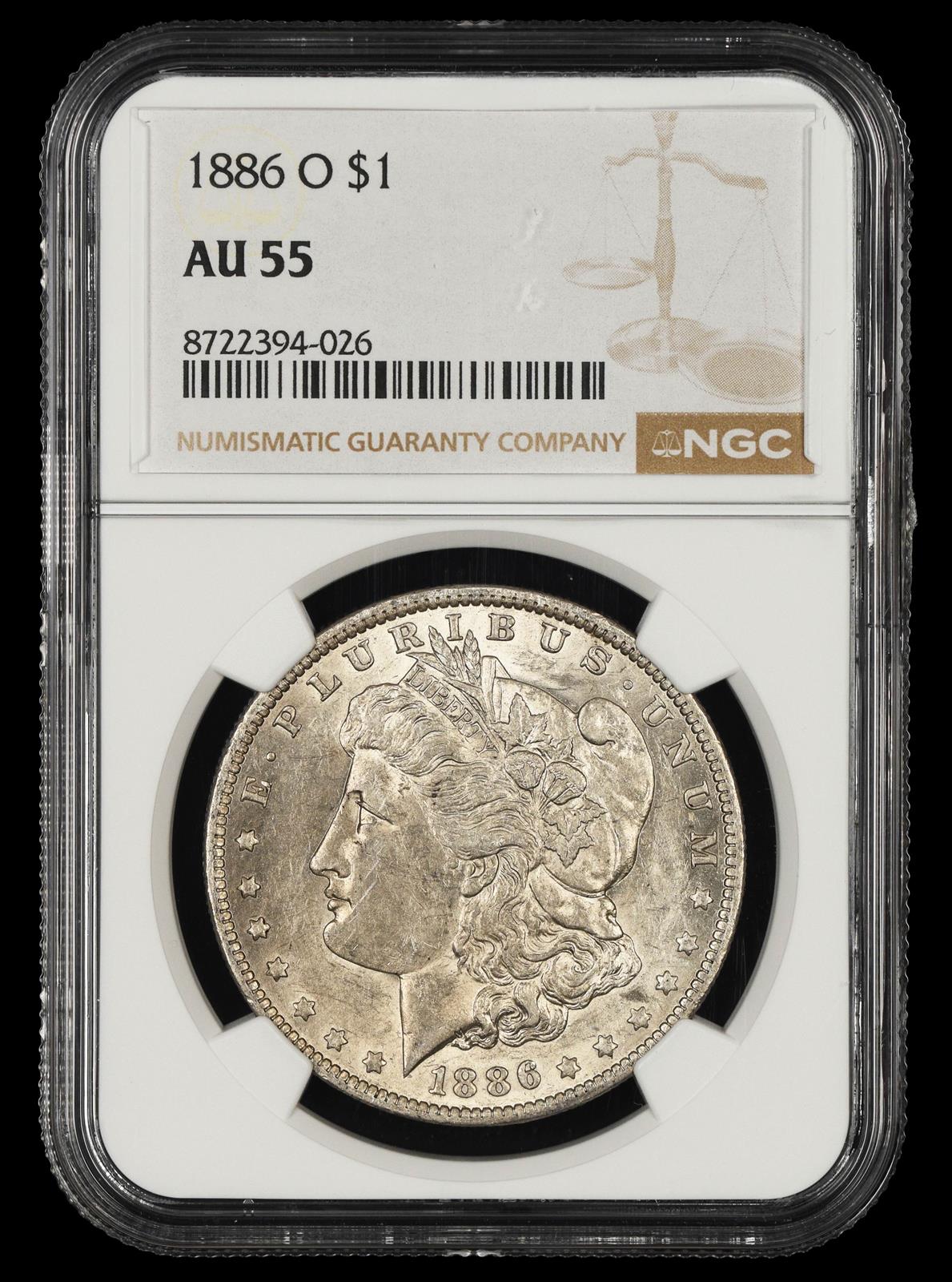 1886 O $1 NGC AU-55