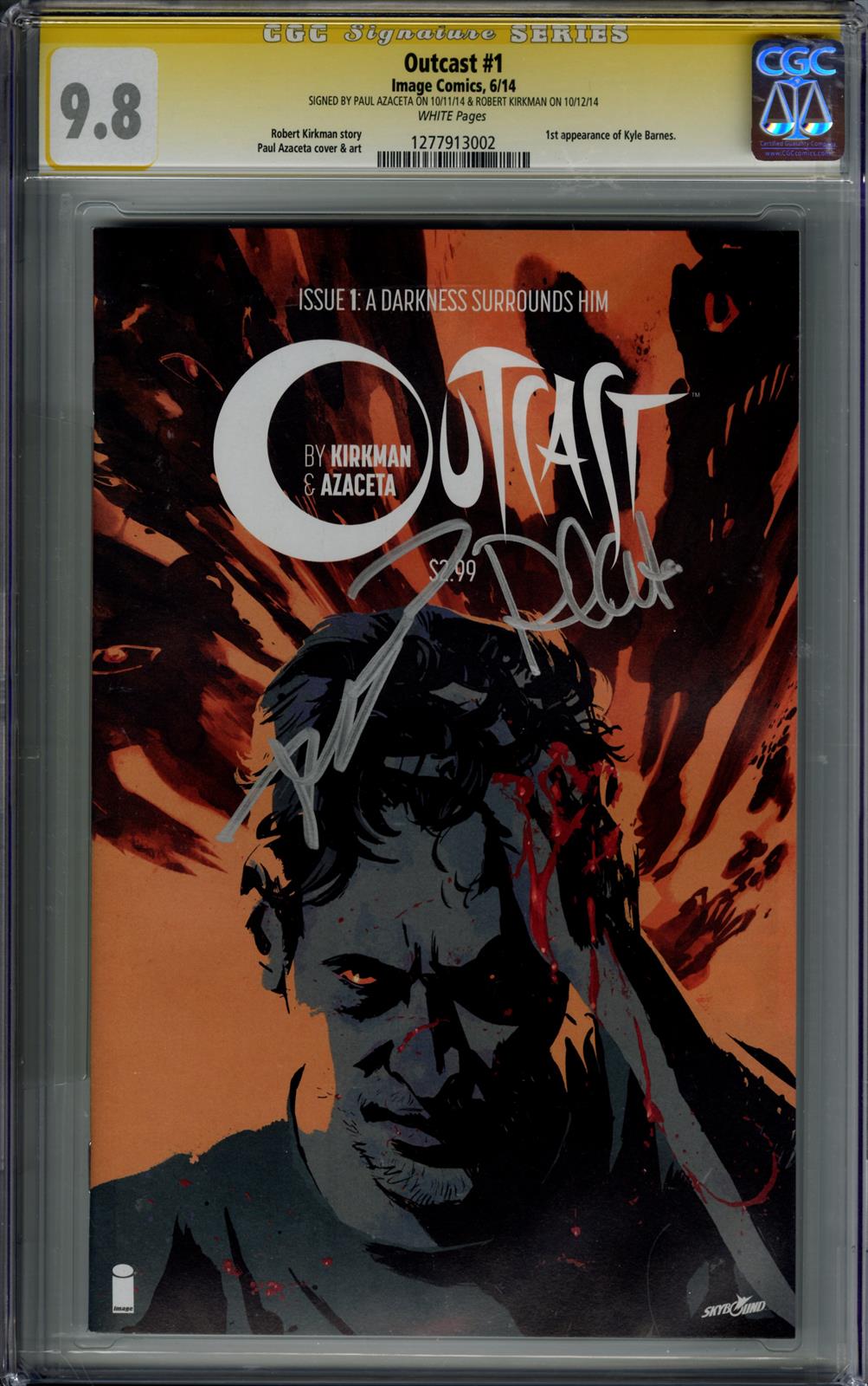 Outcast #1 CGC Signature Series 9.8 (Marvel, 2014) Signed by Paul Azaceta & Robert Kirkman 
