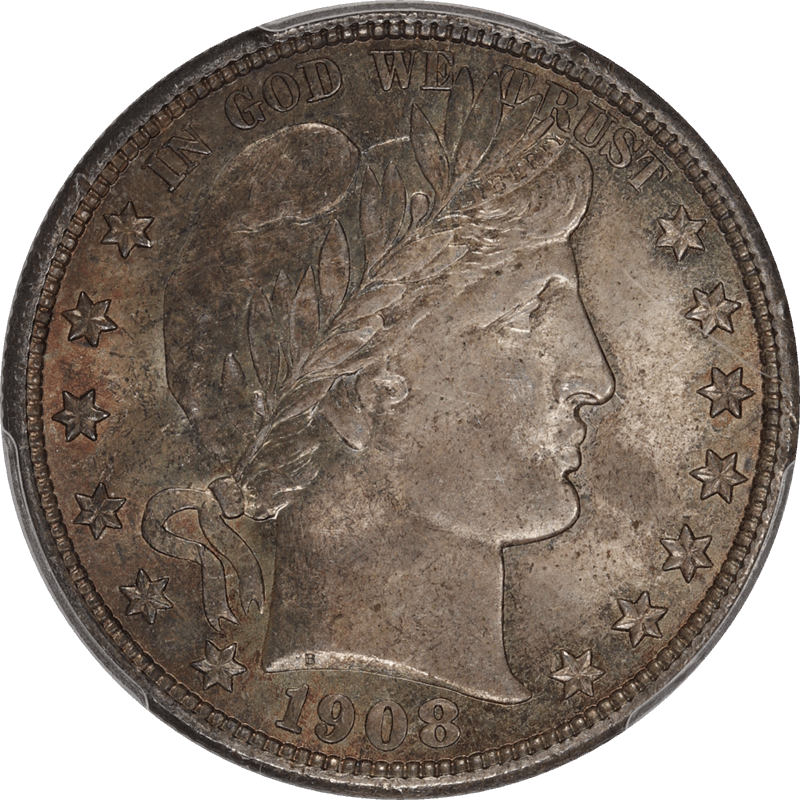 1908-D Barber Half Dollar 50c, PCGS MS65 - Nice Original Toning