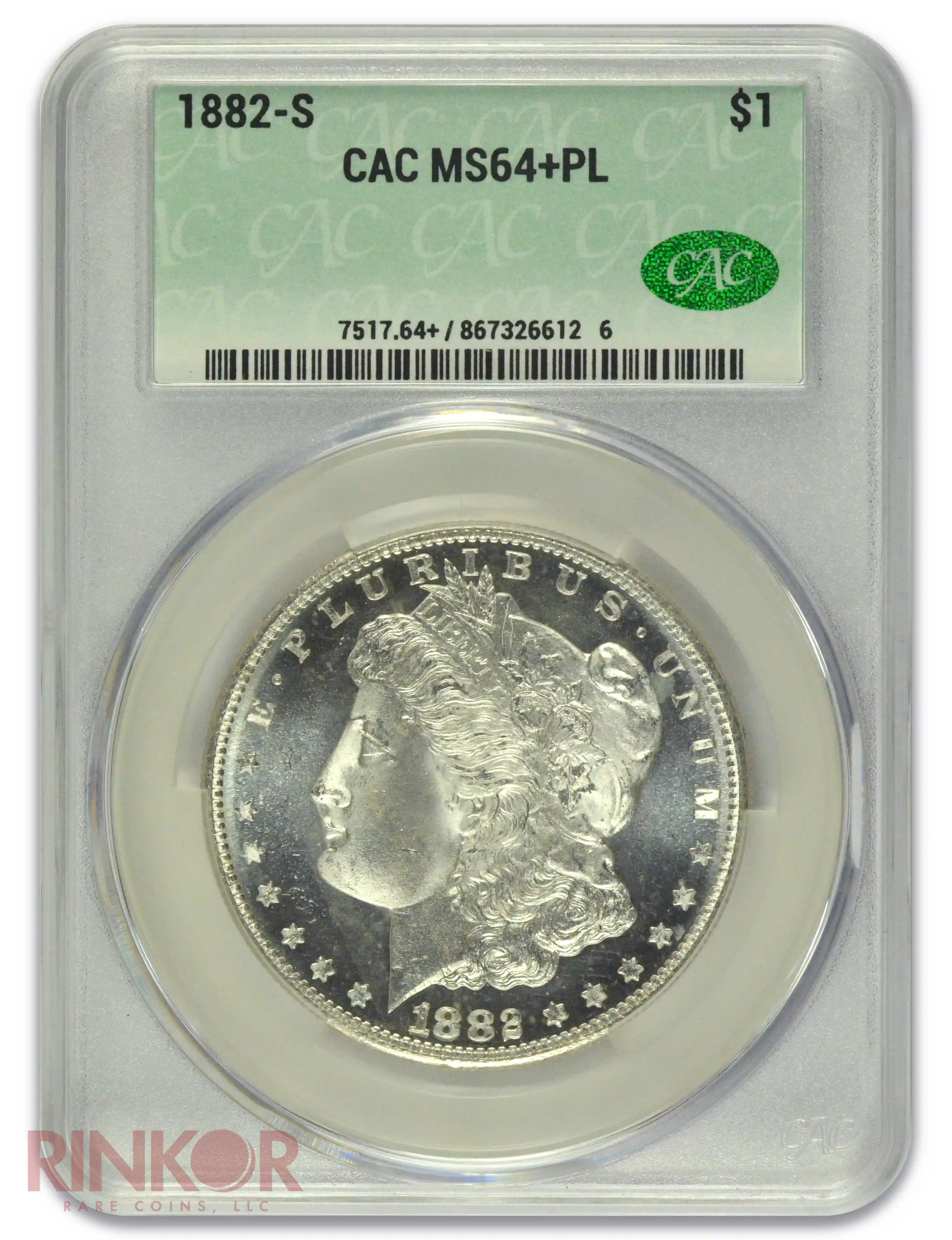 1882-S $1 Morgan Dollar CACG MS 64+ PL