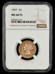 1897 $5 Gold NGC MS 60 PL