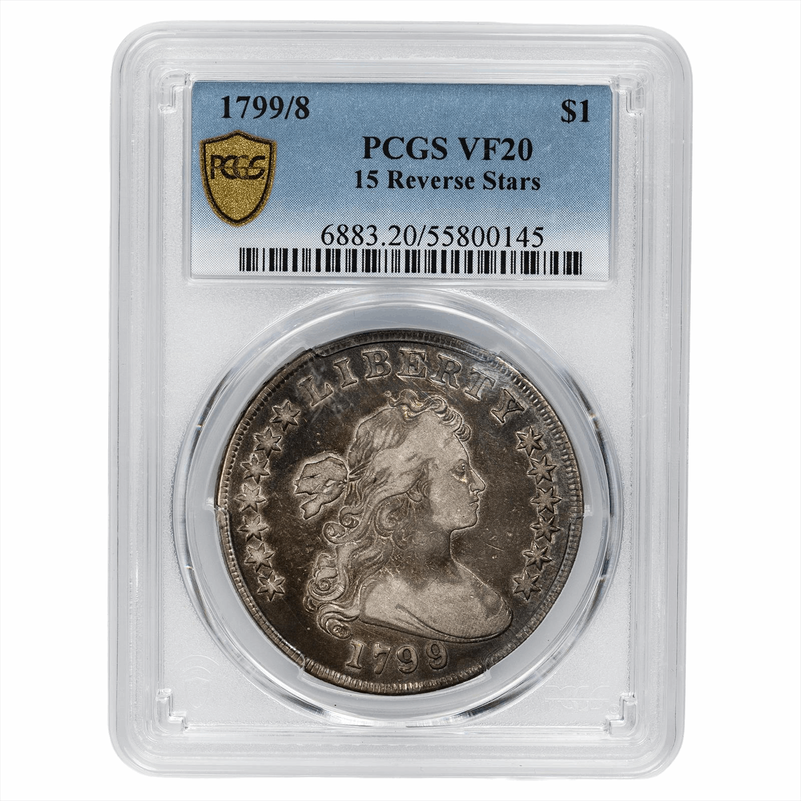 1799/8 Draped Bust Dollar $1 PCGS VF 20 - 15 Reverse Stars