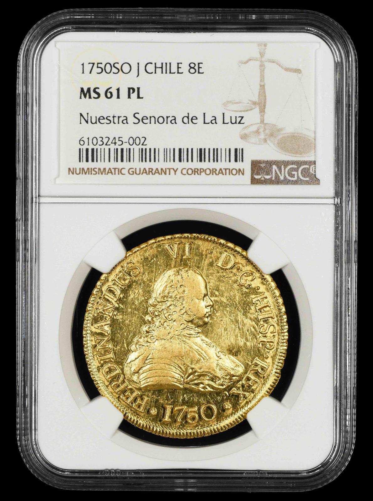 1750SO J Chile 8E La Luz Shipwreck NGC  MS61PL