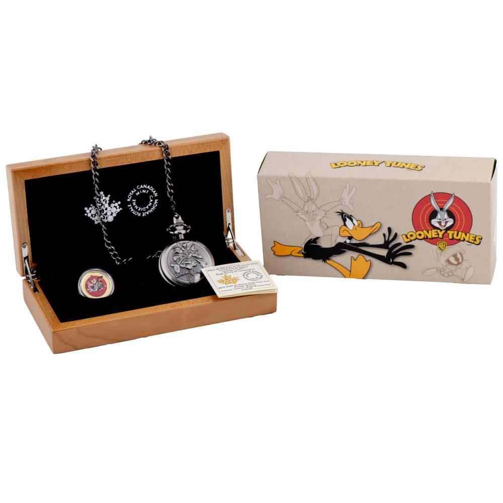2015 14k Gold Looney Tunes Bugs Bunny and Friends Coin and Pocket Watch 