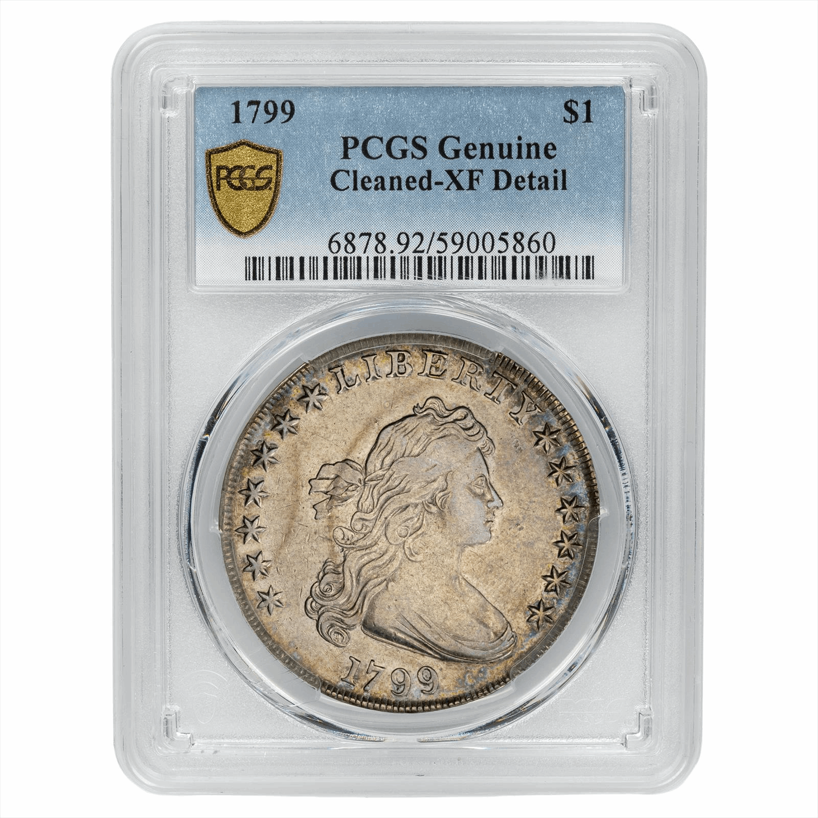 1799 Draped Bust Heraldic Eagle Dollar $1 PCGS Cleaned-XF Detail