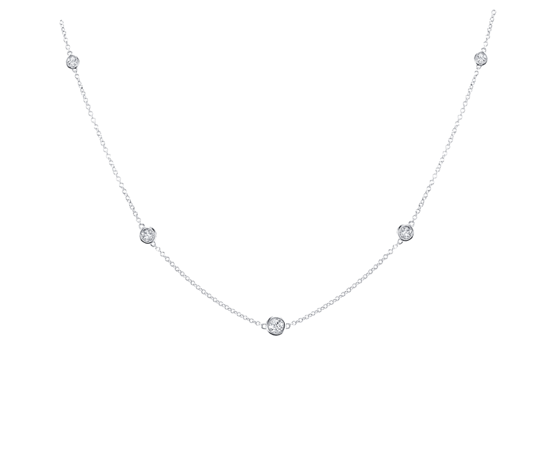 1.28cttw Diamonds by the Yard Necklace in 14k White Gold, 10 Diamonds 