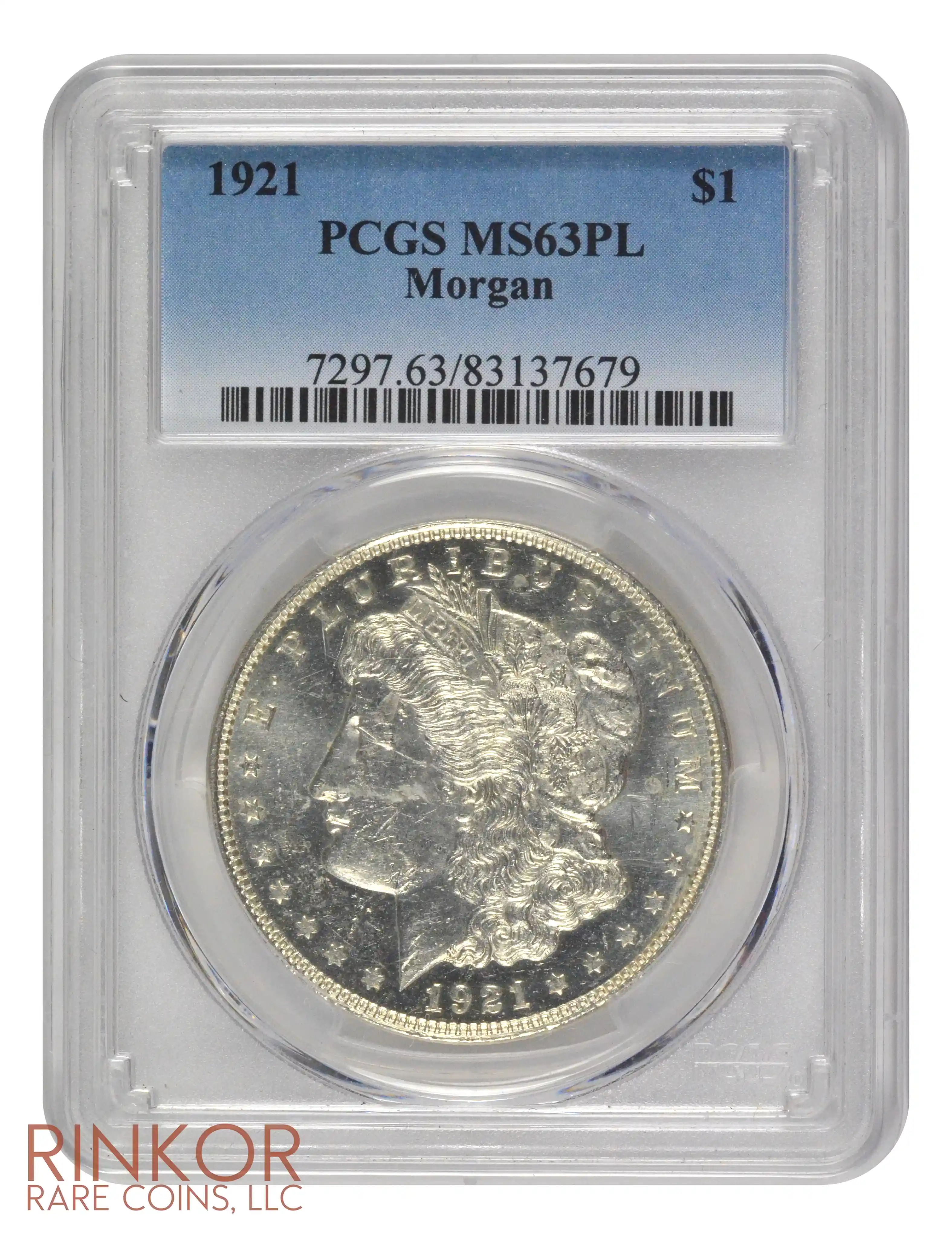 1921 Morgan $1 PCGS MS 63 PL